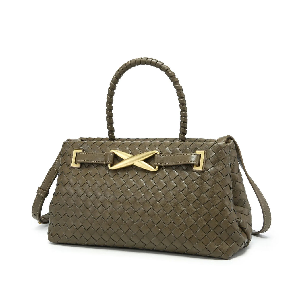 Trendy Handmade Woven PU Leather Handbags Women Large Capacity Shoulder Crossbody Bags-2
