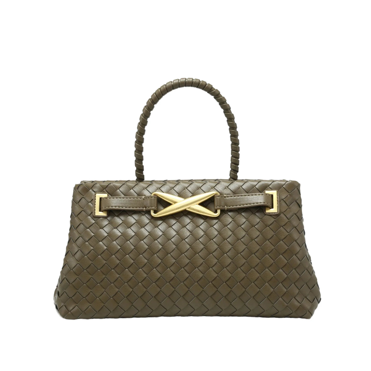 Trendy Handmade Woven PU Leather Handbags Women Large Capacity Shoulder Crossbody Bags-0