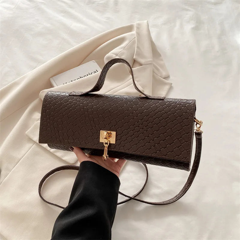 Fashionable Exquisite Woven 2025 Solid Color Casual Lock Large Capacity Western Style Cross-body Shoulder Women's Bag-7
