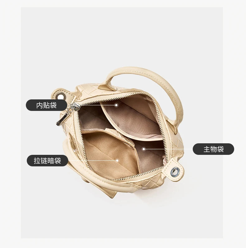 China Simple Ladies Handbags and Purses Wallets Small Top Handle Woven PU Zipper Crossbody Shoulder Bags for Women Custom-5