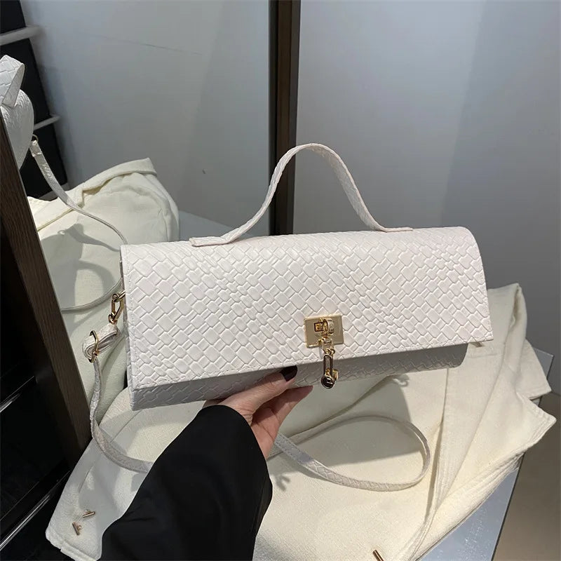 Fashionable Exquisite Woven 2025 Solid Color Casual Lock Large Capacity Western Style Cross-body Shoulder Women's Bag-0