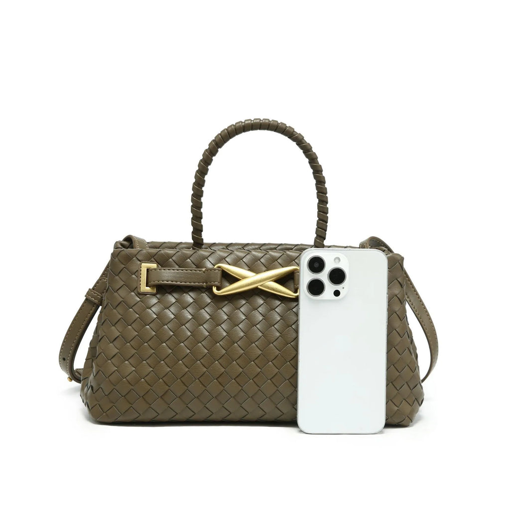 Trendy Handmade Woven PU Leather Handbags Women Large Capacity Shoulder Crossbody Bags-1