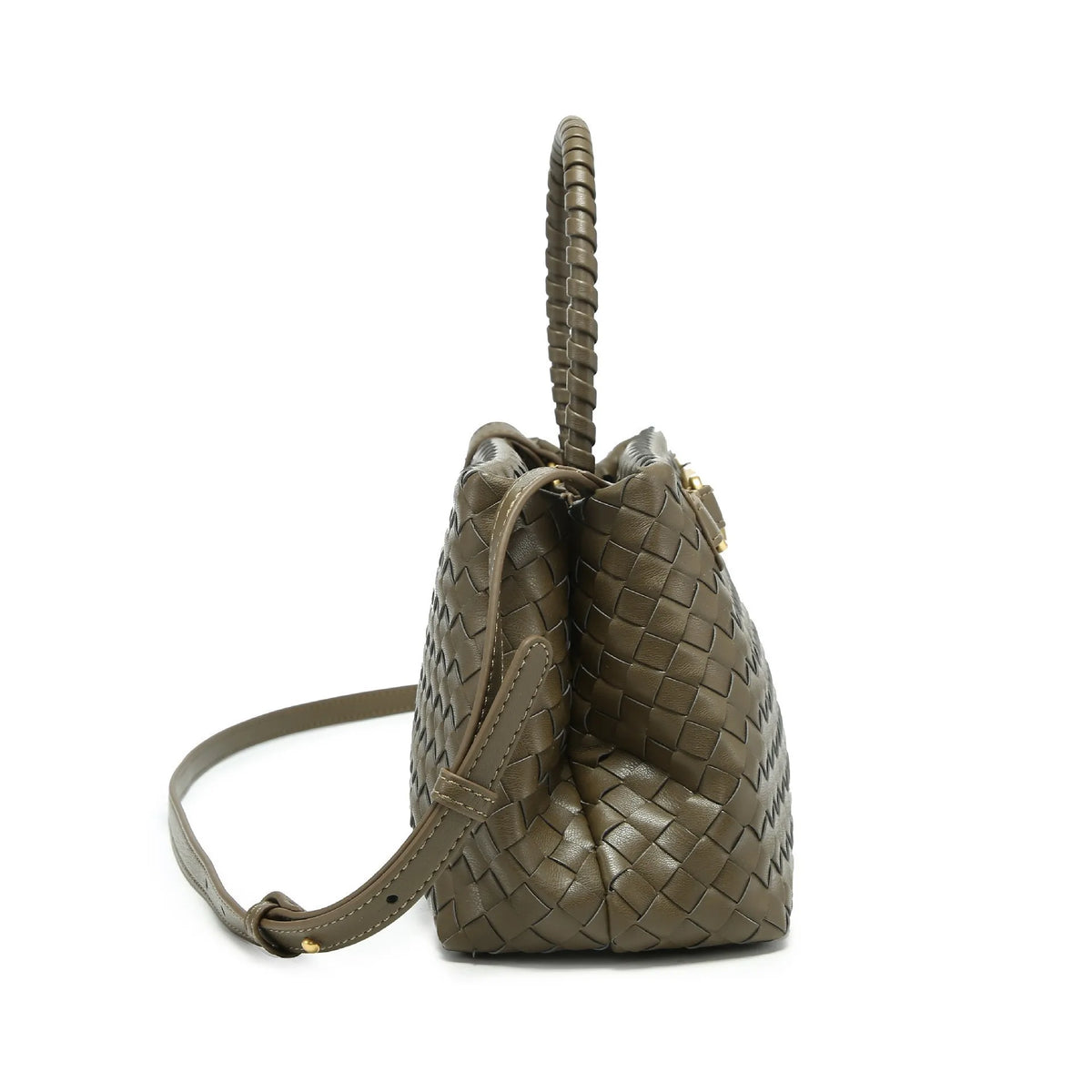 Trendy Handmade Woven PU Leather Handbags Women Large Capacity Shoulder Crossbody Bags-3