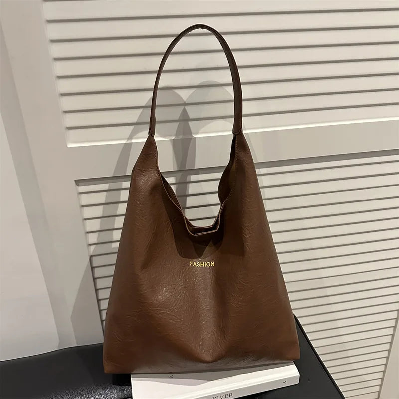 Retro Tote Bag Large Capacity Women's Underarm 2026 Spring New Simple High Shoulder Fashion-3
