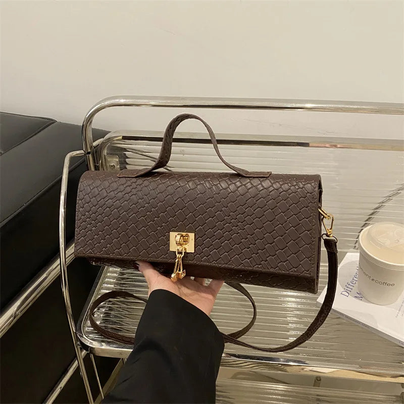 Fashionable Exquisite Woven 2025 Solid Color Casual Lock Large Capacity Western Style Cross-body Shoulder Women's Bag-2