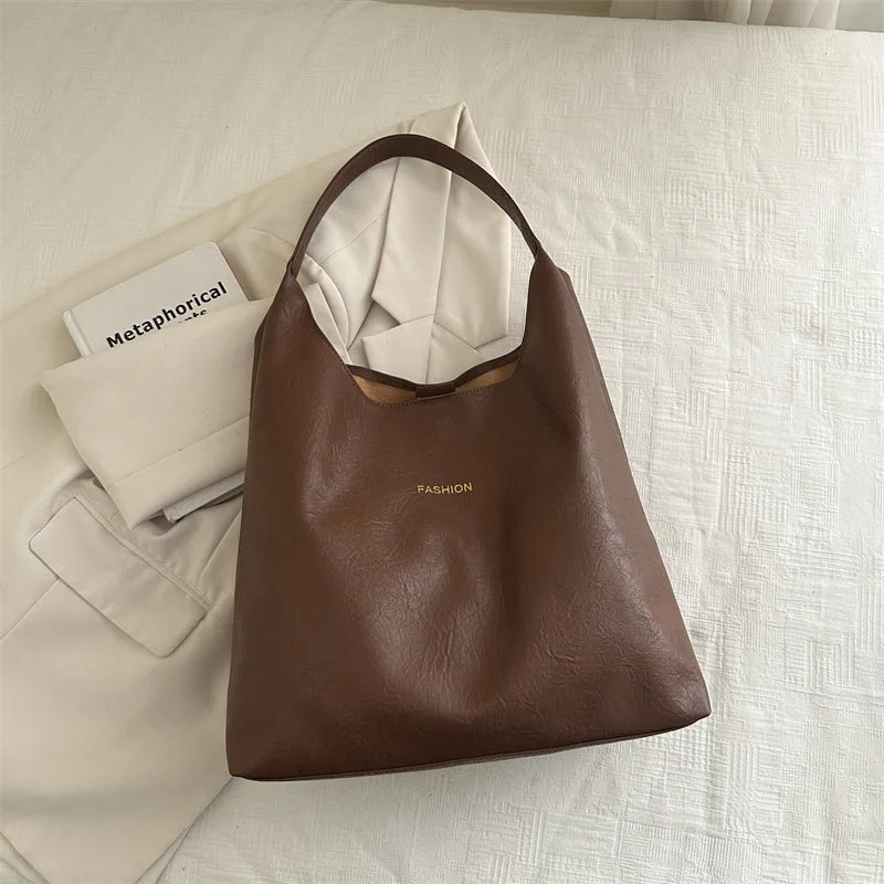 Retro Tote Bag Large Capacity Women's Underarm 2026 Spring New Simple High Shoulder Fashion-8