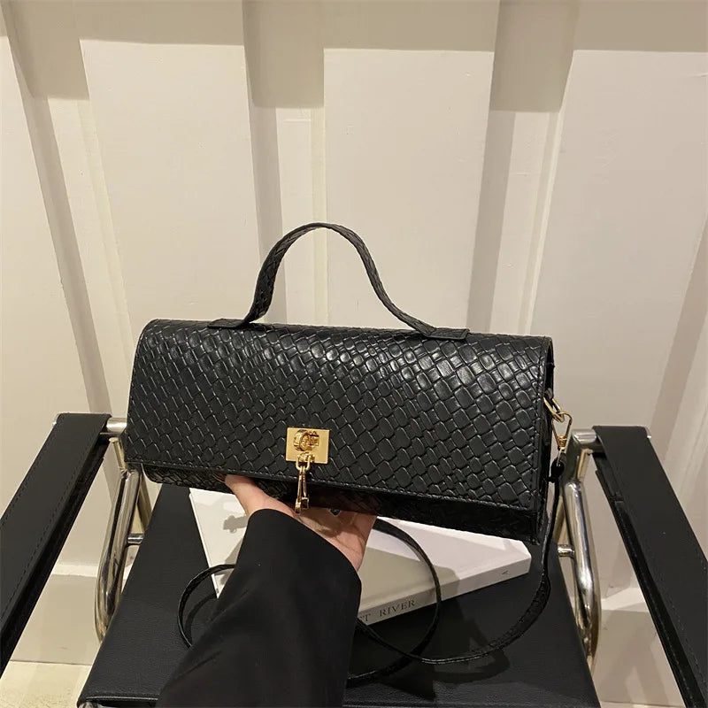 Fashionable Exquisite Woven 2025 Solid Color Casual Lock Large Capacity Western Style Cross-body Shoulder Women's Bag-3