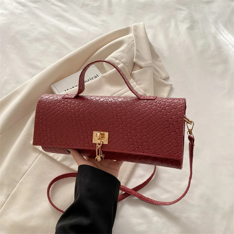 Fashionable Exquisite Woven 2025 Solid Color Casual Lock Large Capacity Western Style Cross-body Shoulder Women's Bag-6