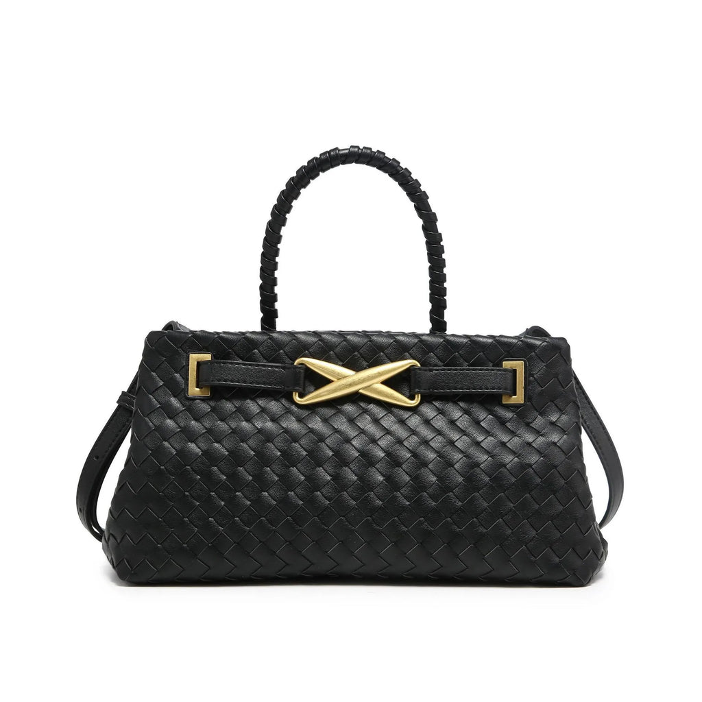 Trendy Handmade Woven PU Leather Handbags Women Large Capacity Shoulder Crossbody Bags-6