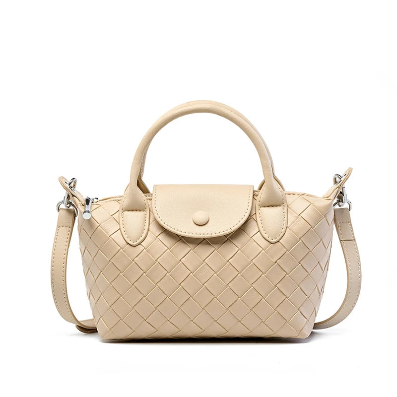 China Simple Ladies Handbags and Purses Wallets Small Top Handle Woven PU Zipper Crossbody Shoulder Bags for Women Custom-8