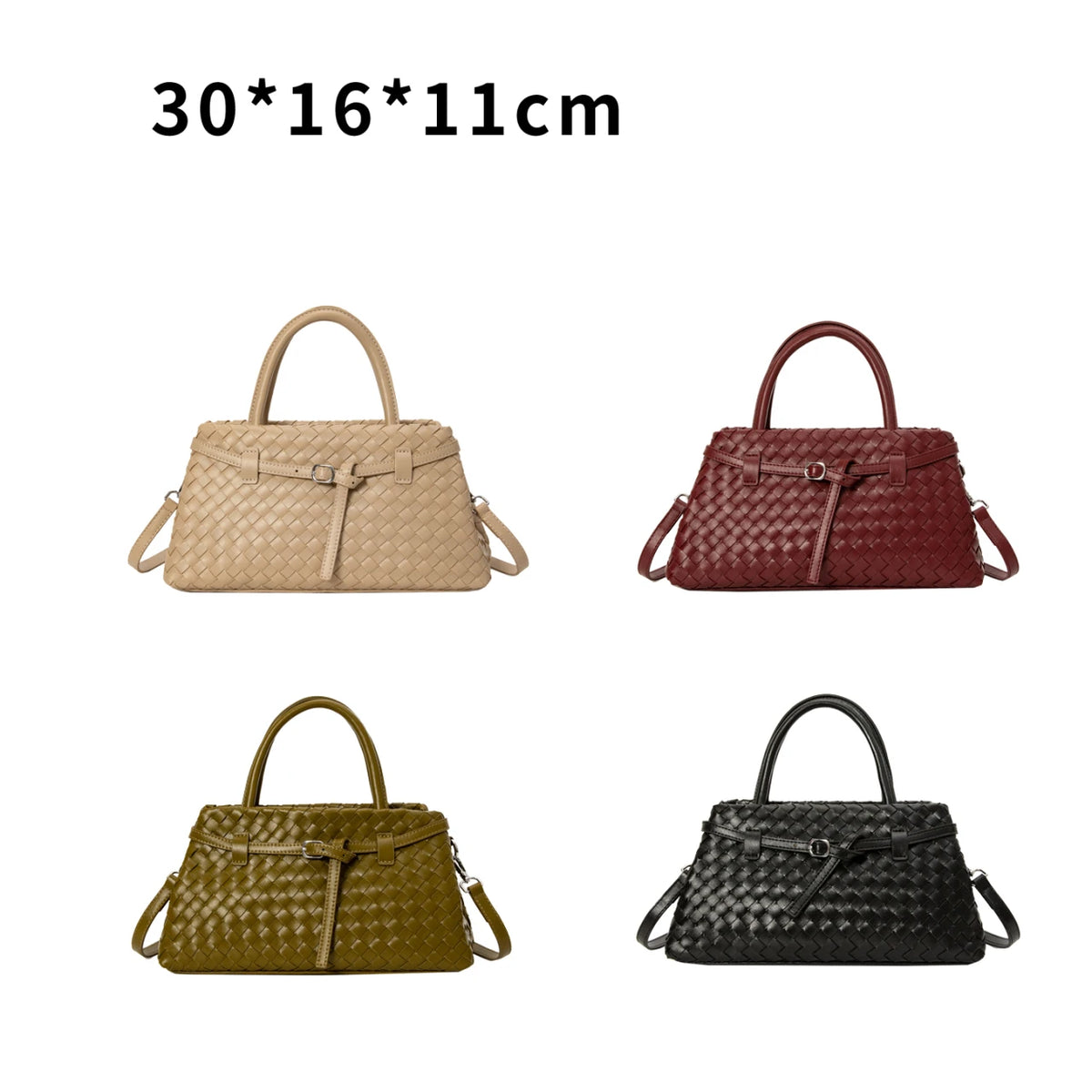 Wholesale PU Leather Woven Handbag Women Large Capacity Shoulder Tote with Adjustable Strap OEM Custom Logo-5