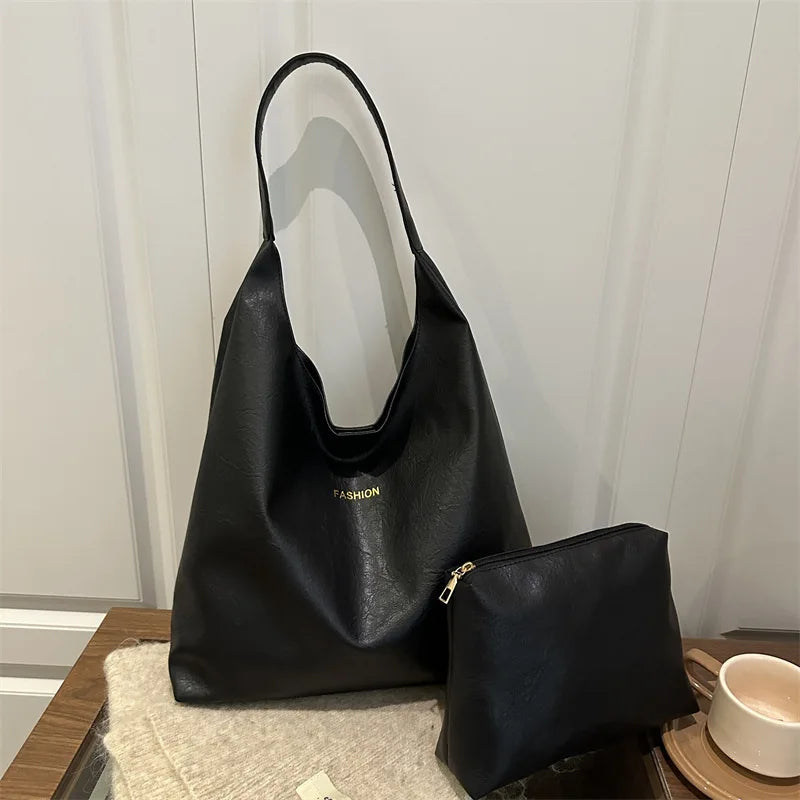 Retro Tote Bag Large Capacity Women's Underarm 2026 Spring New Simple High Shoulder Fashion-1