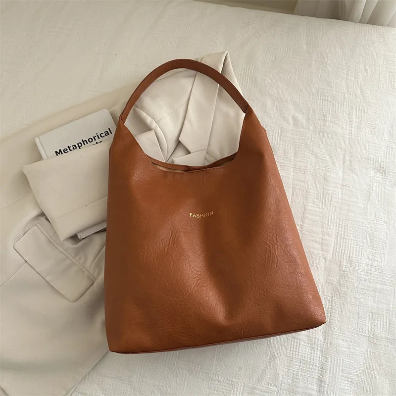 Retro Tote Bag Large Capacity Women's Underarm 2026 Spring New Simple High Shoulder Fashion-5