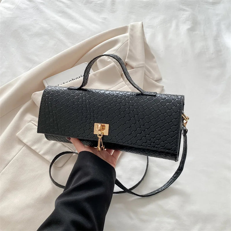 Fashionable Exquisite Woven 2025 Solid Color Casual Lock Large Capacity Western Style Cross-body Shoulder Women's Bag-9